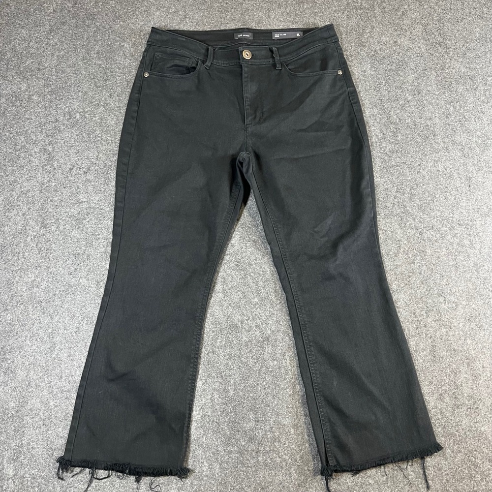 J. Jill‎ Denim Black Kick-Flare Ankle Jeans Raw Hem Size 8P Womens Cropped Flare